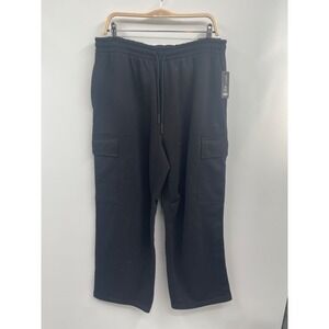 LCKR Trinity Cargo Pants Mens Large Black Fleece Lined Baggy Fit Drawstring NWT